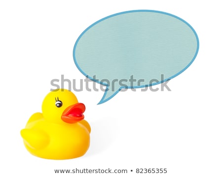 Cute Cartoon Rubber Duck With Cloud Speech Bubble Stock foto © Dinga