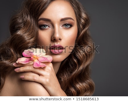 Stock fotó: Closeup On Beautiful Face With Flowers