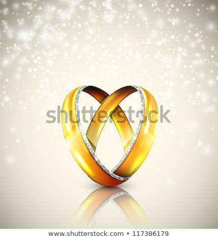 Stock fotó: Wedding Rings Gold Band With Hearts Illustration