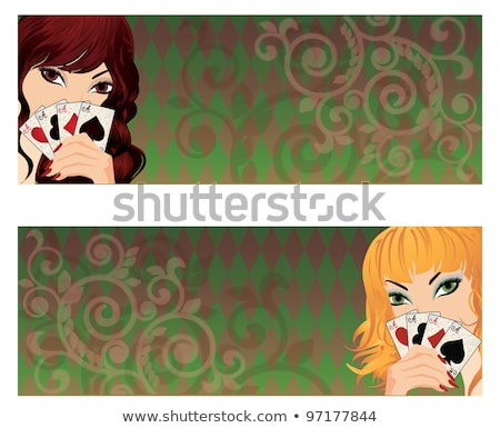 [[stock_photo]]: Blonde Poker Girl With Cards Vector Illustration