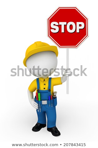 Stock photo: Architect Holding A Stop Sign