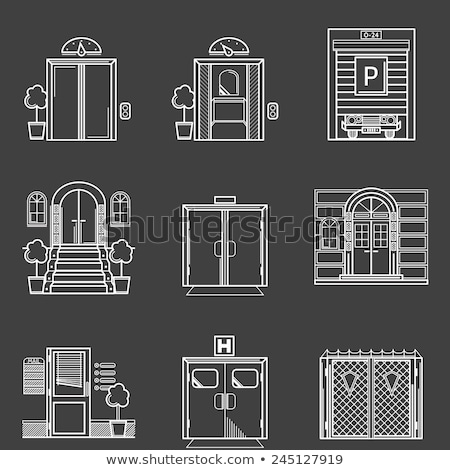 Stockfoto: Contour Icons Vector Collection Of Different Types Doors
