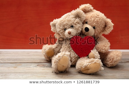 Imagine de stoc: Teddy Bears Couple With Red Heart Valentines Day Concept