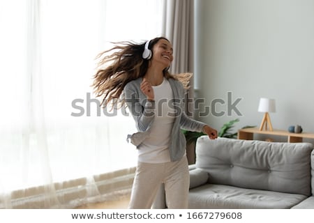 Foto stock: Woman With Fan Dancing Dances