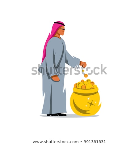 Foto d'archivio: Arab Throwing Coins Isolated On White