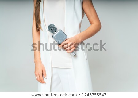 Foto stock: Elegant Female Journalist Conducting Business Interview Or Press