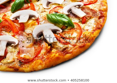 ストックフォト: Piece Cut Of Pizza On Table Cherry Tomato And Hot Peppers