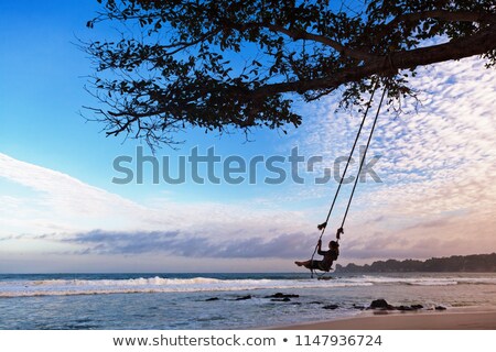 Foto stock: Young Girl On A Tree Swing