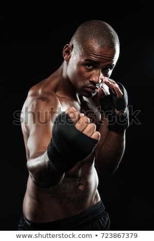 Stock photo: Afroamerican Kickboxer Ready To Fight