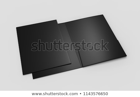 Stockfoto: Opened Black Folder With White Paper Sheet 3d Rendering