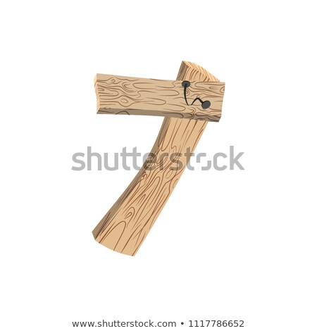 Foto stock: Number 7 Wood Board Font Seven Symbol Plank And Nails Alphabet