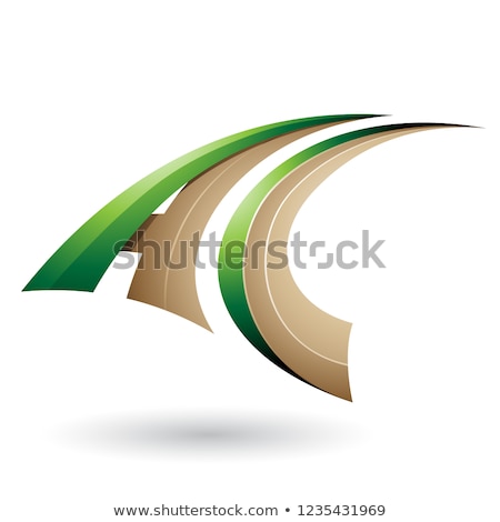 Foto d'archivio: Green And Beige Dynamic Flying Letter A And C Vector Illustratio