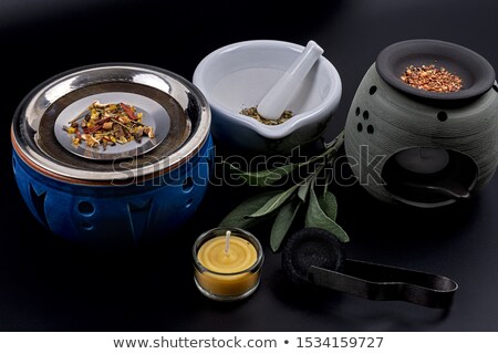 [[stock_photo]]: Frankincense Resin In A Mortar With Copy Space