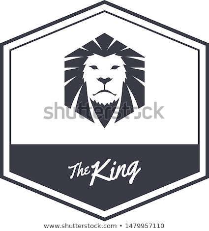 Foto stock: King Lion Endangered Species Logo Sign Vector