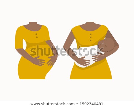 Stok fotoğraf: Pregnancy And Maternity Afro American Women Set Before And After With Baby Vector Illustration