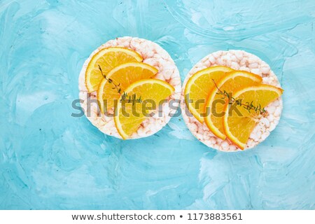 Stockfoto: Snack With Rice Crispbread And Fresh Fruits