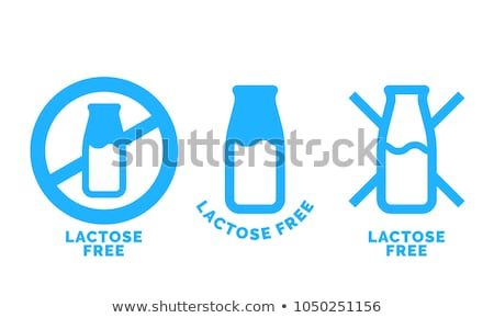 Foto stock: Lactose Free Product Label Logo Icon With Blue Milk Bottle And Drop Template For Food Packaging Ve