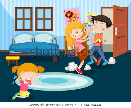Stockfoto: Domestic Violence Scene With People Fighting At Home