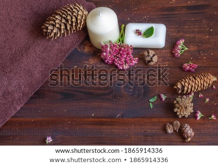 Foto stock: Brown Towels And Pink Soap