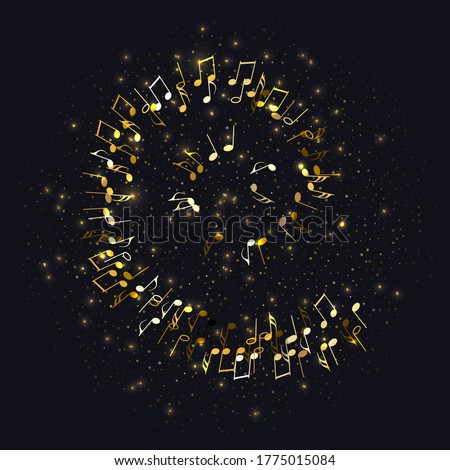 Stock foto: Music Festival Concert Background With Golden Musical Notes