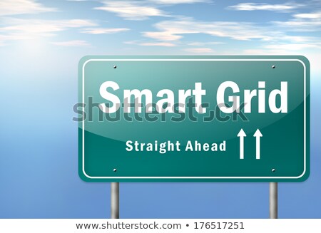 ストックフォト: Smart Grid On Highway Signpost