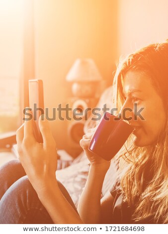 Zdjęcia stock: Enjoying Coffee And Reading News