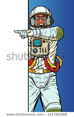 African Man Astronaut Point To Copy Space Poster Stock fotó © studiostoks