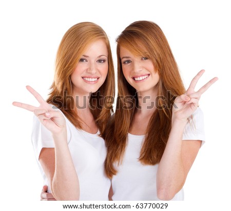 Foto stock: Beautiful Girl Giving Victory Sign