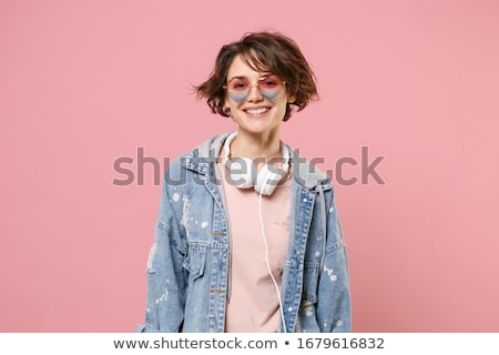 Stok fotoğraf: Fashionable Young Model Posing In Studio