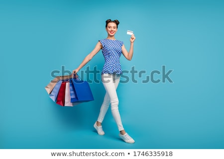 Stock foto: Pinup Retro Woman With Travel Bag Isolated