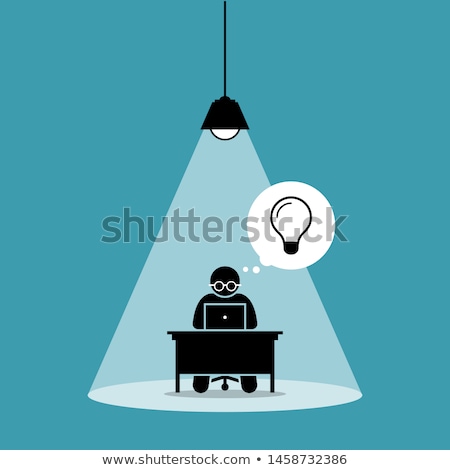 Man Sitting On Light Bulb And Working On Laptop ストックフォト © Leremy