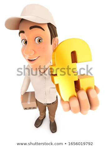 3d Delivery Man Holding Gold Euro Sign Zdjęcia stock © 3dmask