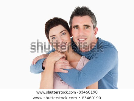 Foto stock: Smiling Young Man With Tablet Computer Against A White Background