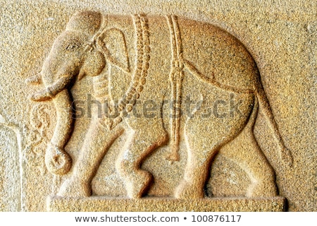 Stock foto: Stone Bas Relief Fragment With Elephant India