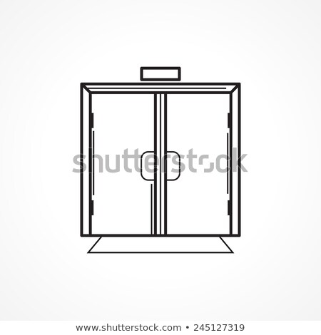 Stock photo: Indoors Glass Door Black Line Icon
