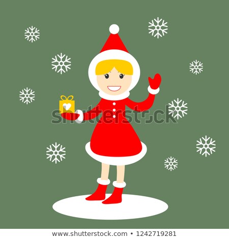 Сток-фото: Santa Claus Vector Cartoon Waving Her Hand Cartoon Character Is