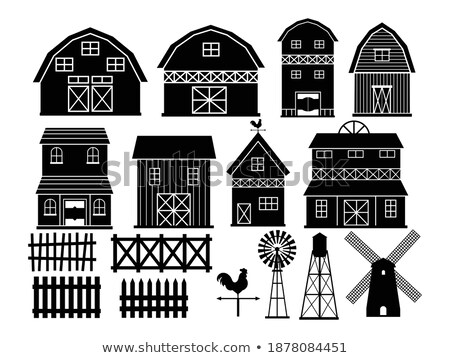 Foto stock: Different Designs Of Barns And Silo