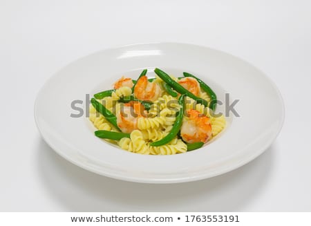 Foto stock: Italian Pasta With String Beans Cheese And Spices