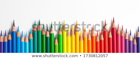 Stockfoto: Colored Pencils In Rainbow Order On White Background