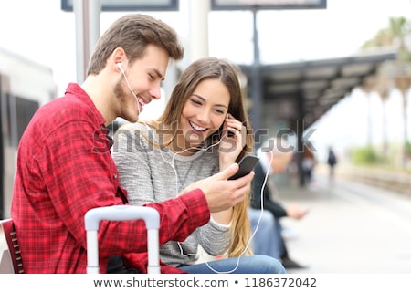 Foto stock: Sharing Headphones