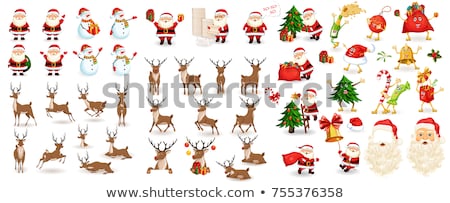 Stock photo: Cartoon Running Snowman With A Gift