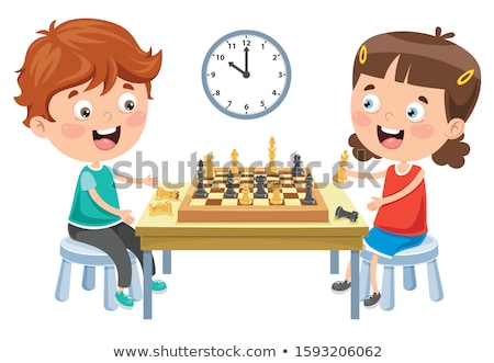 Hobby Of Children Boy And Girl Playing Chess Stock foto © yusufdemirci