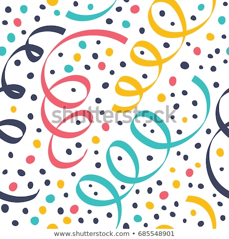 Stock foto: Bright Colorful Confetti And Serpentine On Red Background Anniversary Party Seamless Pattern