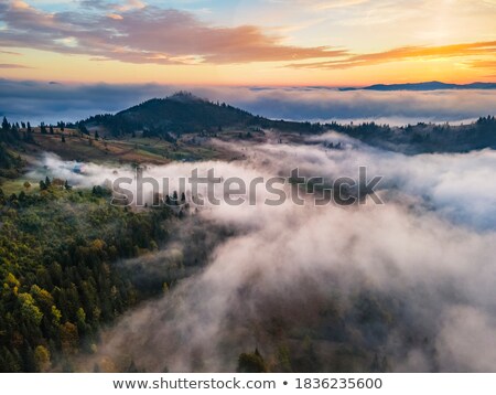 Stock fotó: Morning Landscape With Fog Over The Hills In Autumn