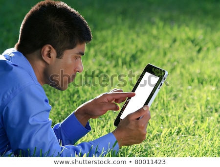 Сток-фото: Businessman With Tablet Computer In Park