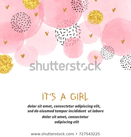 Stockfoto: Romantic Baby Girl Announcement Card