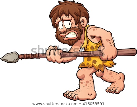 Foto stock: Cartoon Caveman With A Spear