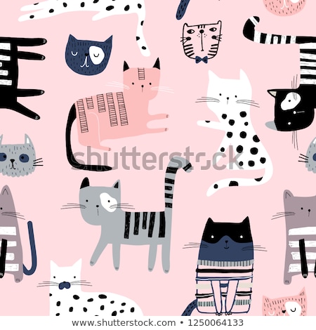 [[stock_photo]]: Childish Seamless Pattern With Cats