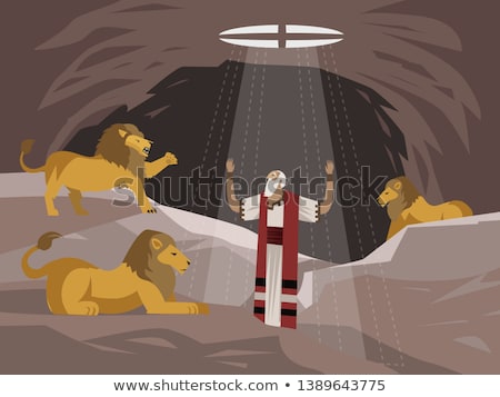 Zdjęcia stock: Daniel In The Lions Den Cartoon