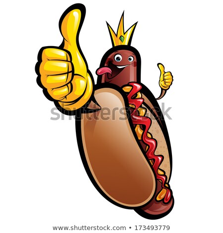 Сток-фото: Cartoon Hot Dog King Making A Thumbs Up Gesture